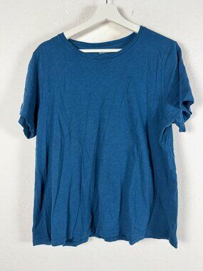 Eileen Fisher Womens Organic Cotton Blue Short Sleeve Crew Neck T-Shirt Large